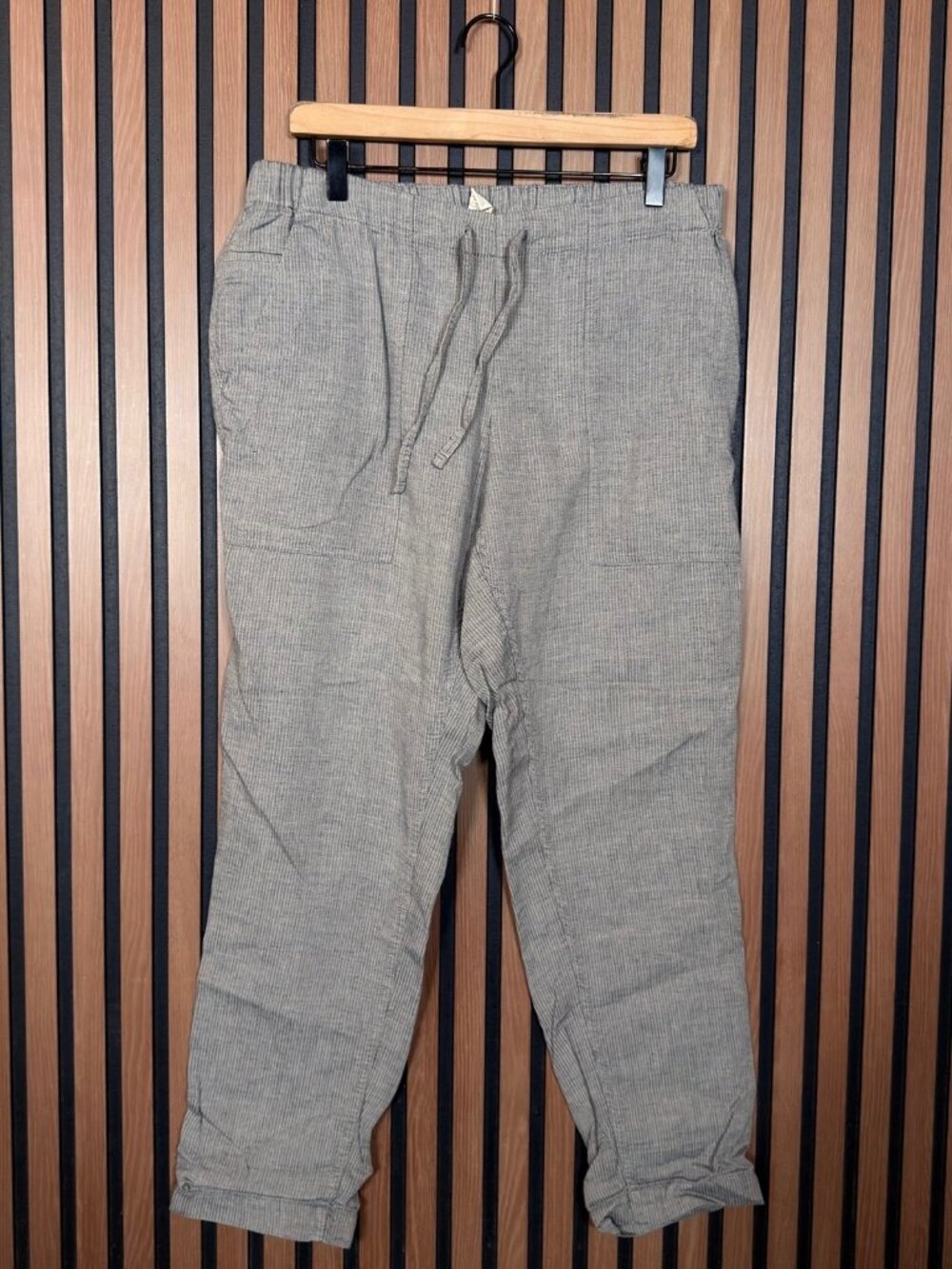Prana Sweatpants Large Womens Gray Casual Striped Stretch Waist Drawstring